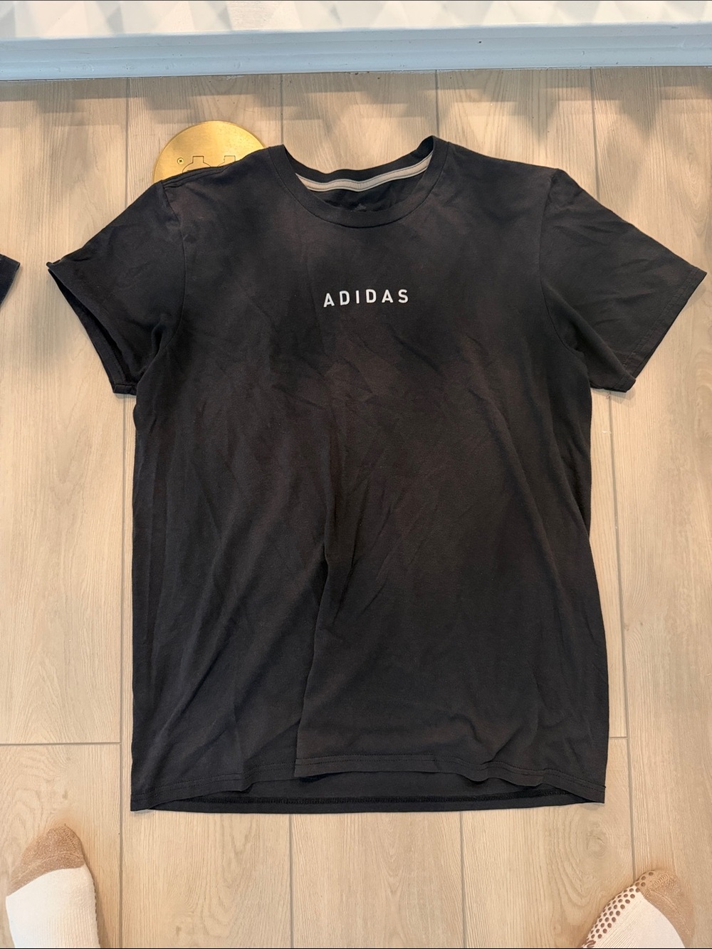 adidas Black Crewneck Tee with White Logo